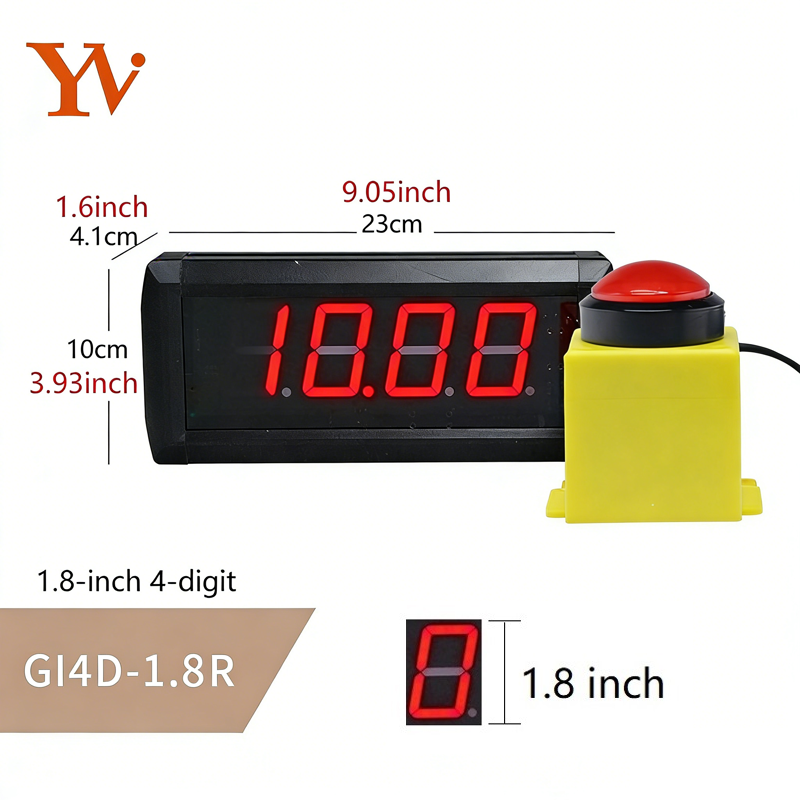 1,8 pouces 4 chiffres rouge
