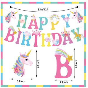 Licorne Joyeux Anniversaire Bannière Suspendus Tourbillons Licorne Nid D'abeille Pièce Maîtresse pour Licorne Thème Anniversaire Baby Shower Party Supplies - Product Image 5