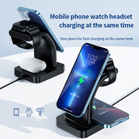 5 In 1 Snel Draadloos Laadstation Voor Telefoon Boven Met Magnetische Serie Nachtlampje Wekker Draadloze Oplader Stand