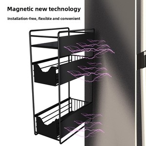 Étagère murale magnétique en fer pour réfrigérateur, support de rangement multifonctionnel, étagère à tiroirs multicouche sans installation - Product Image 2