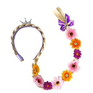 Fujia haute température <span class=keywords><strong>fibre</strong></span> enfants reine bande perruque longue tresse arc vacances dessin animé princesse Extension - Product Image 6
