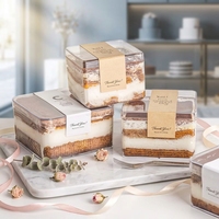 Boîte alimentaire carrée transparente en acrylique recyclable pour gâteaux, desserts et biscuits avec couvercle – Vente en gros