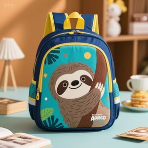 Coloranimal Children's Backpack Set - 17 Inch School Bag With Drawstring Sack, Funny Sloth Pattern, 2-Piece