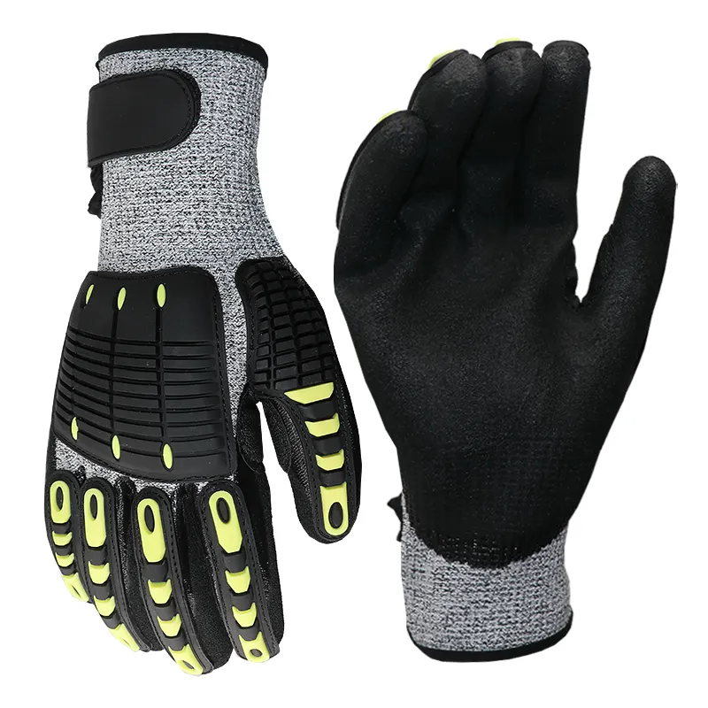 Corte personalizado A4 arena nitrilo antideslizante campo petrolífero TPR guantes de trabajo construcción Anti hoja 5 niveles Industrial constructor cortador guantes