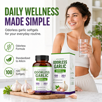 Gélules d'ail inodores testées en laboratoire 500mg Extrait 20:1 5000mcg d'allicine Stimulant immunitaire et soutien cardiaque Marque privée 100 gélules