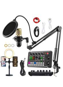 Tarjeta de Sonido V8 para Transmisión en Vivo Móvil con Micrófono de Condensador BM800 para Karaoke, Canto y Grabación de Podcasts - Product Image 4