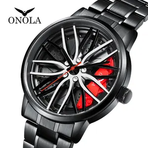 ONOLA 3822 कार पहिया रिम डिजाइन खेल पुरुष घड़ी क्वार्ट्ज घड़ी फैशन Relogio Masculino कस्टम कंकाल घड़ी