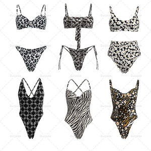 Maillot de bain deux pièces dos nu personnalisé OEM pour femme, motif animalier, lettres, carreaux, cachemire, grandes tailles disponibles, vente chaude, tenue de plage - Product Image 1