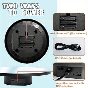 Plateau tournant multifonctionnel de 40 cm, <span class=keywords><strong>miroir</strong></span>, disque rotatif électrique, alimentation par batterie USB, support pour photographie <span class=keywords><strong>et</strong></span> présentation en direct - Product Image 4