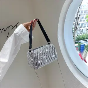 Wholesale Stylish Chain Shoulder Bag Pu Leather Rhinestone Shoulder Bags Ladies Mini Purse Bag Handbags For Women