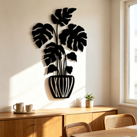 Art mural en métal découpé au laser, silhouette de plante Monstera, feuille creuse, art mural pour la décoration du salon, OEM ODM