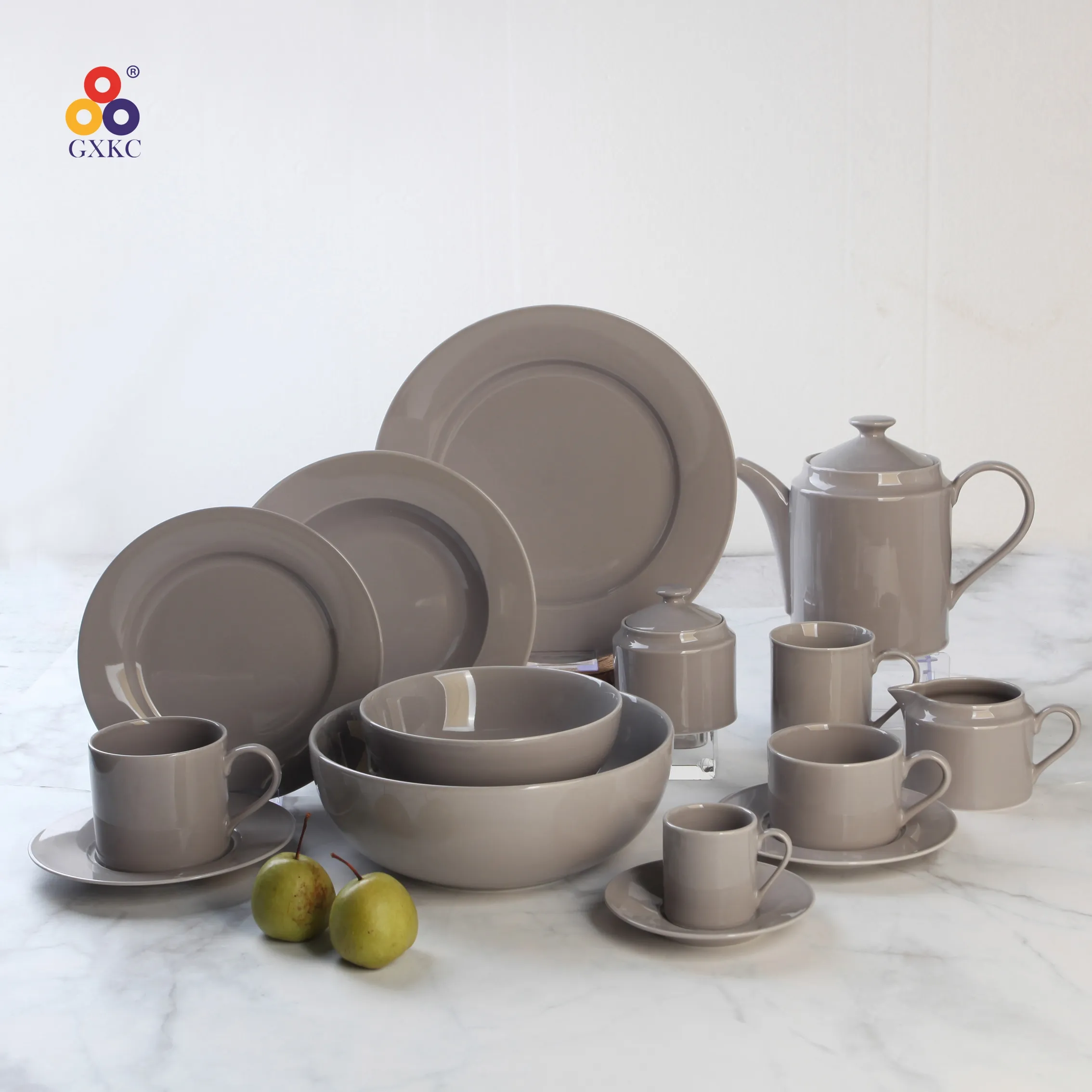 Sanhuan EU hot Lead and cadmium free grey glazed porcelain mug bowl dishes & plates dinner set 72 pcs ceramic dinnerware sets