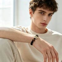 Bracelet tressé en pierre œil de tigre, signe du zodiaque Gémeaux, réglable, en acier inoxydable, perles, bracelet pour homme