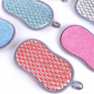Double Sided Microfiber <b>Dish</b> Sponge Non Scratch Scouring Pad Super Absorbent Kitchen Cleaning <b>Cloth</b> with Hanging Loop - Product Image 4