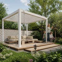 Grand gazebo moderne 12x12 pieds à double toit, pavillon de jardin robuste avec panneaux latéraux, abri extérieur, fabrication OEM