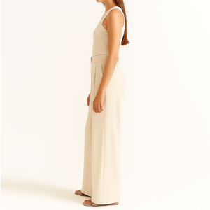<span class=keywords><strong>Pantalon</strong></span> <span class=keywords><strong>de</strong></span> tailleur à jambes larges pour femmes <span class=keywords><strong>Pantalon</strong></span> ample à <span class=keywords><strong>la</strong></span> mode personnalisé <span class=keywords><strong>Pantalon</strong></span> droit plissé élastique pour femmes - Product Image 2