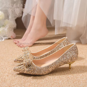 Luxury Wedding Shoes for Bride <b>Sparkly</b> Crystal Low Heels Comfort Summer Bridal Pumps - Product Image 1