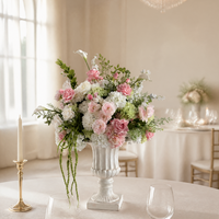 Boule de fleurs artificielles rose et blanche 60 cm, fausse rose, hortensia, calla, centre de table pour mariage, événement, hôtel, décoration de la maison