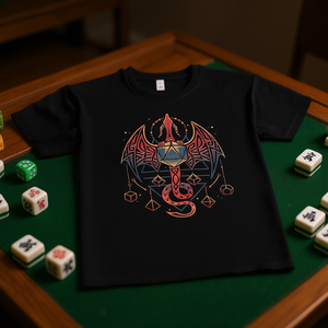 T-shirt Tribal Dragon Dice, abbigliamento da gioco con grafica nera - Product Image 4