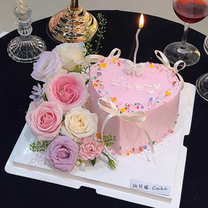 Décoration de gâteau en acrylique en forme de cœur avec nœud et bougie, ruban noir, pour la Saint-Valentin et les anniversaires - Product Image 4