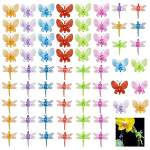 Clips colorés pour orchidées, pinces libellules et papillons, supports fixes pour plantes grimpantes de jardin, clips décoratifs en plastique pour bonsaï - Product Image 1