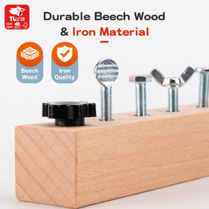 Planche d'entraînement en bois pour <span class=keywords><strong>vis</strong></span> et boulons avec clé et tournevis, ensemble de jeu d'imitation pour enfants - Product Image 1