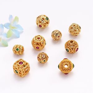 Perles ajourées plaquées or avec incrustation de zircon, perles d'espacement de 3 mm pour la fabrication de bijoux DIY - Product Image 4