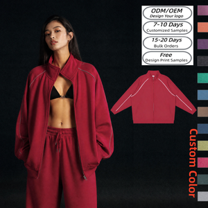 OEM Custom High Quality Casual Athletic Women Tracksuit 8049 Full Zip Sweatshirt Stand Collar Jogger Sweat Suit 2 Piece <b>Set</b> - Product Image 1