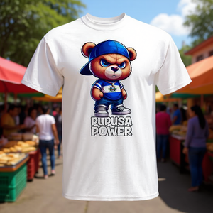 Camiseta Pupusa Power Cute Teddy Bear con la bandera de El Salvador - Product Image 3