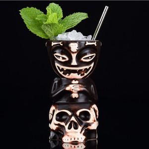 Hộp Sọ Sáng Tạo Hình Dạng Búp Bê Hawaii Cocktail Gốm Tiki <span class=keywords><strong>Mug</strong></span> Cho Quán Bar - Product Image 4