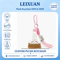 Porte-clés en peluche mignon de dessin animé, pendentif poupée balai, rose, avec mousqueton et cordon, pour sac à dos, cadeau décoratif pour femmes et filles