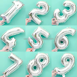 <span class=keywords><strong>Globos</strong></span> de Números de Colores para Decoración de Fiestas de Cumpleaños en Dorado y Plateado con Números del 0 al 9 sobre un Fondo Metálico, 16 Pulgadas de Diámetro - Product Image 4
