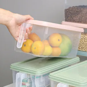 6 pak kotak penyimpanan kulkas dengan tutup dapat dilepas kotak penyimpanan makanan dengan tutup warna-warni dan pegangan