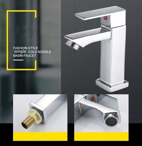 Keran wastafel lapisan krom seng Aloi, keran air kamar mandi rias persegi wastafel air dingin harga murah - Product Image 6