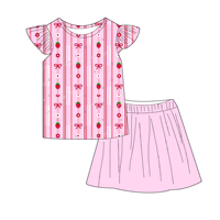 Offre Spéciale – Ensemble Deux Pièces Personnalisé pour Filles : Haut sans Manches à Volants et Taille Élastique – Vêtements Quotidiens d'Été pour Enfants