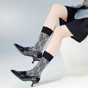 Calcetines de moda fresca verde hierba de primavera, calcetines casuales con patrón de hojas, calcetines transpirables de moda para mujer con <span class=keywords><strong>caja</strong></span> de embalaje - Product Image 4