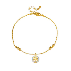 Daily Dainty Tree Of Life Anklet Gold Stainless Steel Slim Snake Chain Round Ball Bead Ankle Chain Women Casual Anklet - Product Image 6
