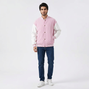 FINER THREADS Blouson universitaire d'hiver sur mesure pour homme, col montant, logo frontal, respirant, en laine/viscose tricotée, avec revêtement extérieur - Product Image 1