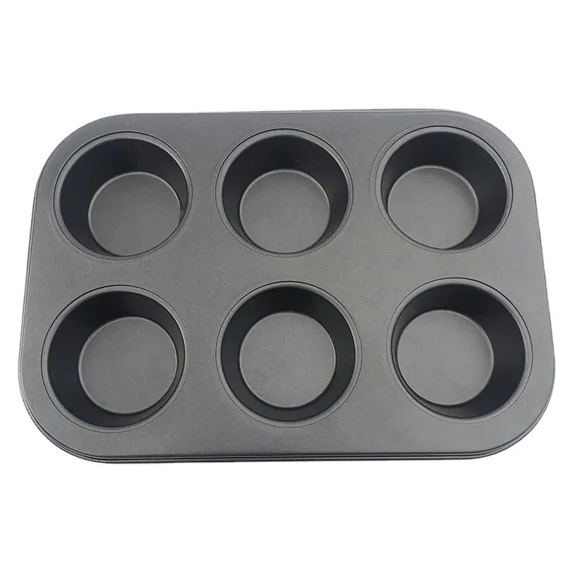 Yapışmaz Bakeware 6 bardak karbon çelik yuvarlak Cupcake kaplama Muffin kalıbı/pişirme kalıp