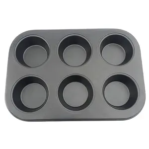 Không dính bakeware 6 ly carbon thép vòng cupcake lớp phủ Muffin Pan/nướng khuôn