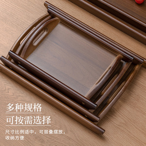 Bandeja Rectangular de Madera de Nogal y Bambú con Doble Asa, Bandeja Portátil para Servir, Uso en Restaurantes, Logotipo Personalizado - Product Image 5