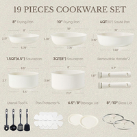 Ensemble de casseroles antiadhésives à poignée amovible, compatible induction