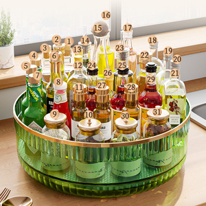 Rotating Spice Rack 360 Degree Turntable For Oil Salt Sauces Condiments Storage Desktop Organizer L Size Metal Lid - Product Image 3