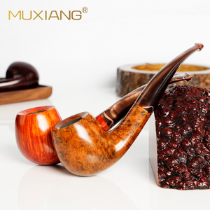 MUXIANG Wooden Tobacco Pipe 9mm Filter Freestyle Holmes Style Handmade Solid Wood Pipe for Men - Product Image 1