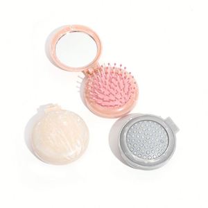 New Marble Folding <b>Mirror</b> Comb Portable Classic Style Massage Hair Comb with <b>Plastic</b> Handle - Product Image 2