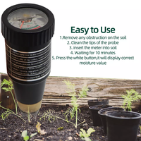 Testeur de pH et humidimètre de sol à main avec sonde métallique hygromètre 10-80% pour test de pH et d'humidité de jardin