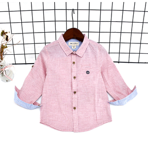 Chemises à col montant pour l'automne et le printemps, vêtements unis en pur coton pour bébés garçons, chemises à boutons pour enfants, chemises à manches longues pour adolescents - Product Image 2