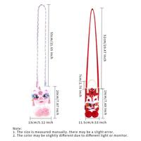 Sac bandoulière en brocart motif Danse du Lion traditionnel, sac à main enveloppe rouge de forme spéciale avec fermeture magnétique et pompon