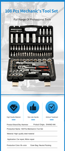 Juego de Herramientas Manuales de 108 Piezas, Kit de Reparación de Automóviles, Estuche de Herramientas para Reparación de Motocicletas, Modelo TC-CS-108, Juego de Herramientas Mecánicas - Product Image 6