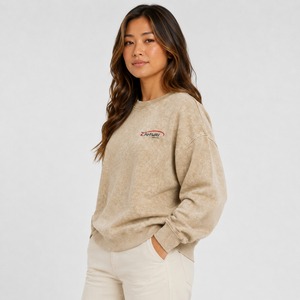 Sudadera de mujer más vendida con lavado ácido, algodón, forro polar, puños acanalados, hombros caídos, estilo urbano, moda. - Product Image 3